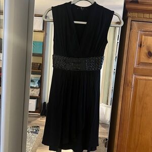 Sky Black H Short Dress with Belt